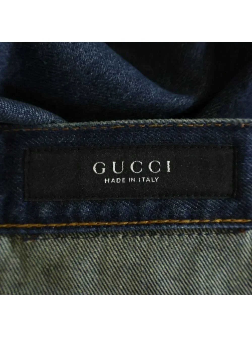 Gucci Horsebit Washed Cotton Straight Denim Pants Indigo